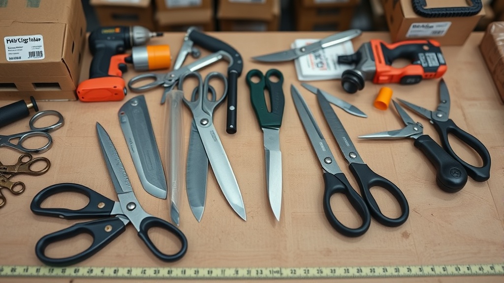 Left-handed box cutters for warehouse and shipping work